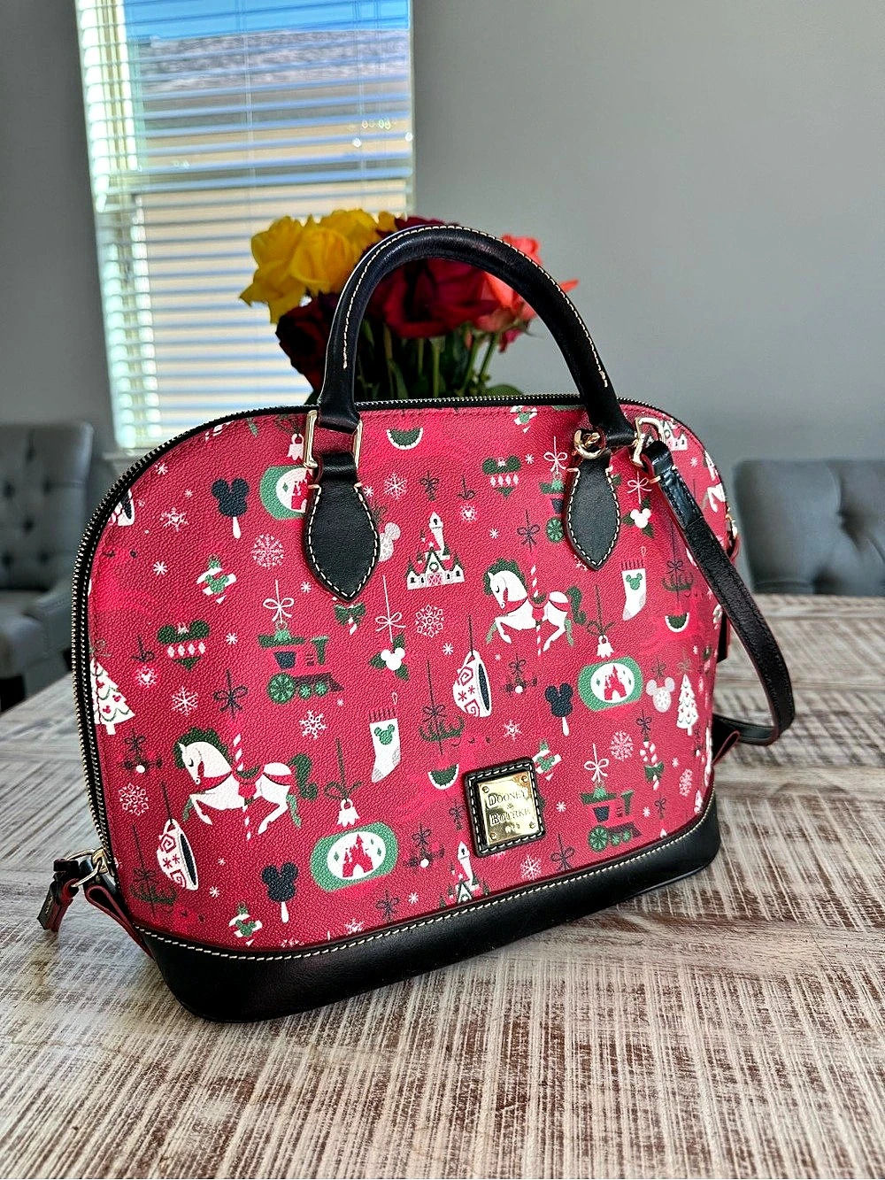 Dooney & Bourke Disney Holiday Lodge Dome Satchel Pink & Black